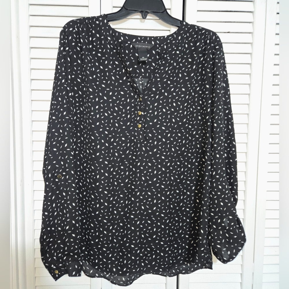 Investments Women's XL Black and White Blouse